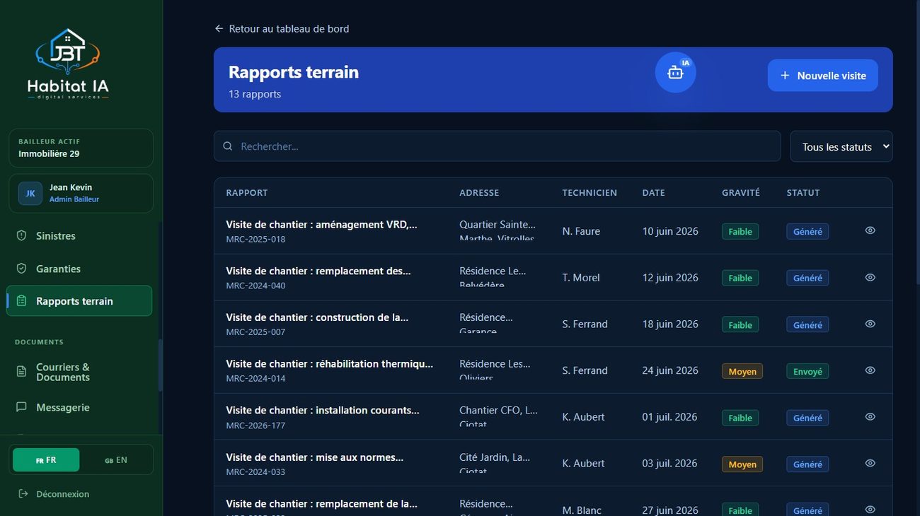 Rapports de terrain